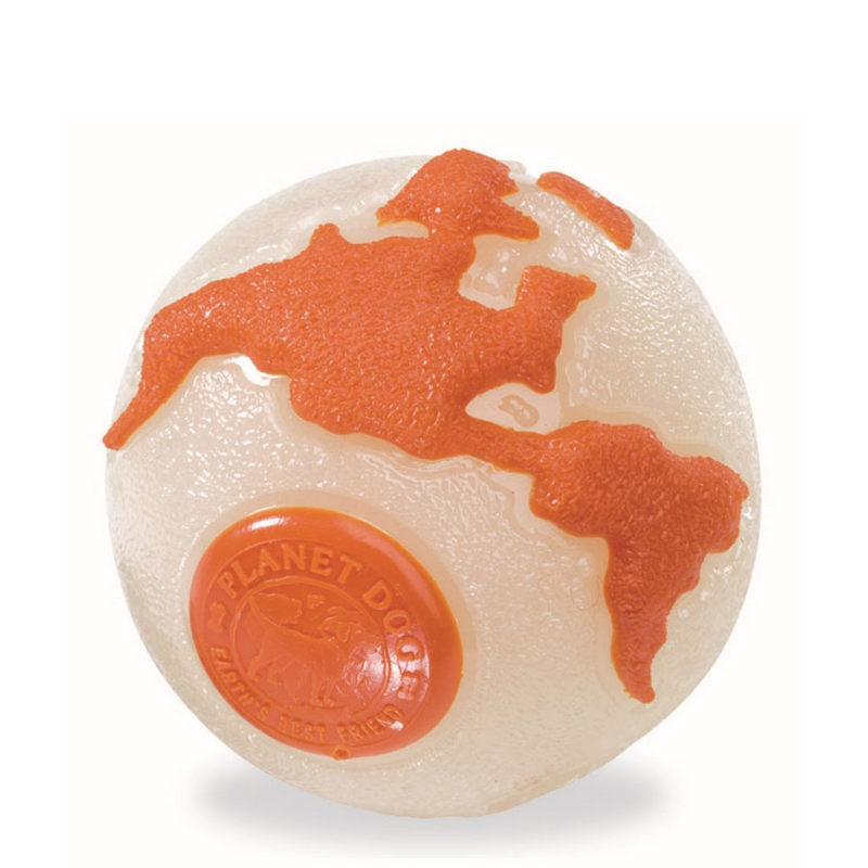 Planet Dog Orbee-Tuff Planet Ball Treat-Dispensing Dog Toy - Glow in the Dark & Orange by PeekAPaw
