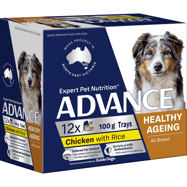 ADVANCE Adult Single Serve Wet Dog Food Trays Healthy Aging with Chicken & Rice