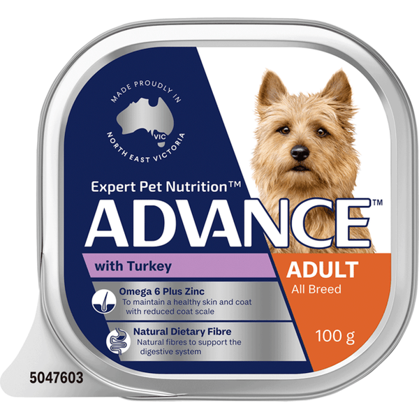 ADVANCE Adult Single Serve Wet Dog Food Trays with Turkey