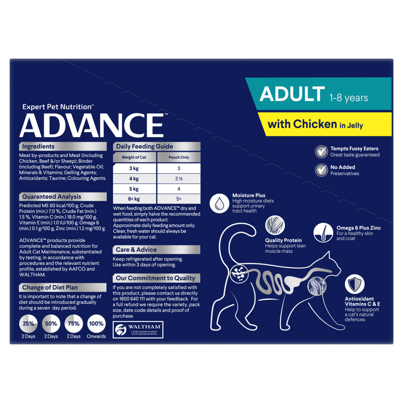 ADVANCE Adult Wet Cat Food Chicken In Jelly 12x85g Pouches 02