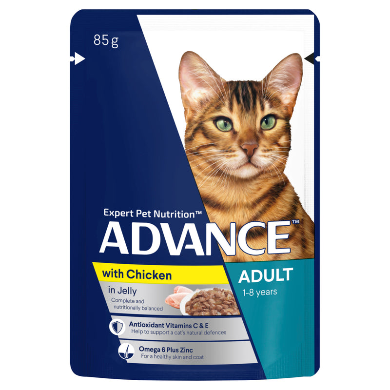 ADVANCE Adult Wet Cat Food Chicken In Jelly 12x85g Pouches 08