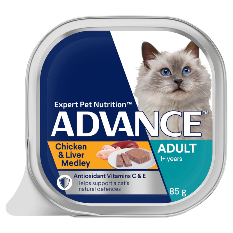 ADVANCE Adult Wet Cat Food Chicken & Liver Medley 7x85g Trays 08