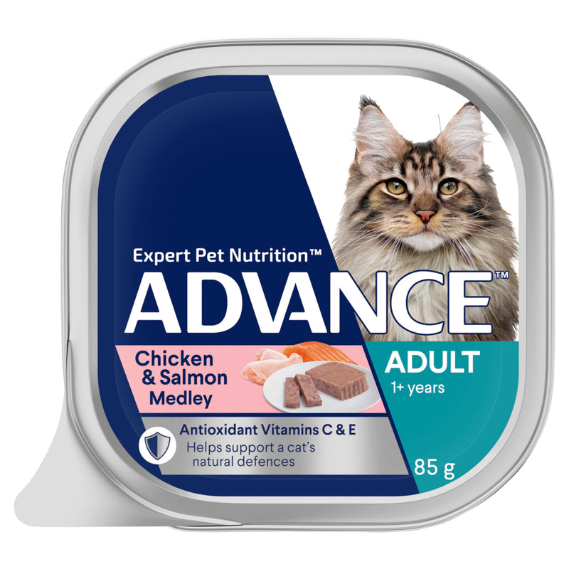 ADVANCE Adult Wet Cat Food Chicken & Salmon Medley 7x85g Trays 08