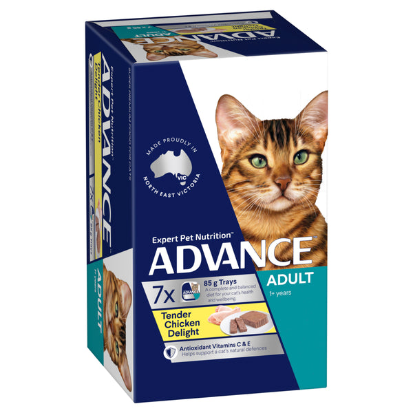 ADVANCE Adult Wet Cat Food Tender Chicken Delight 7x85g Trays 01