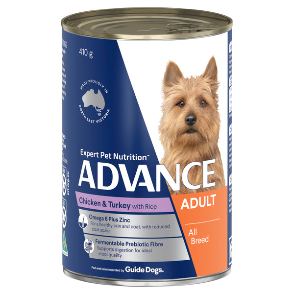 ADVANCE Adult Wet Dog Food Chicken & Turkey with Rice 410g/700g 01