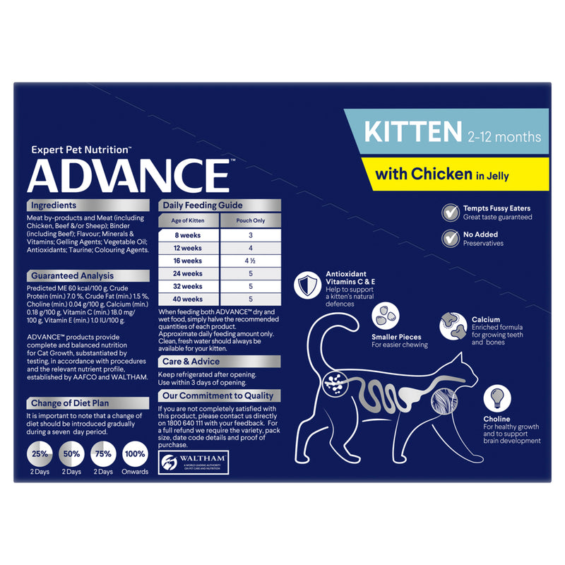 ADVANCE Kitten Wet Cat Food Chicken In Jelly 12x85g Pouches 02