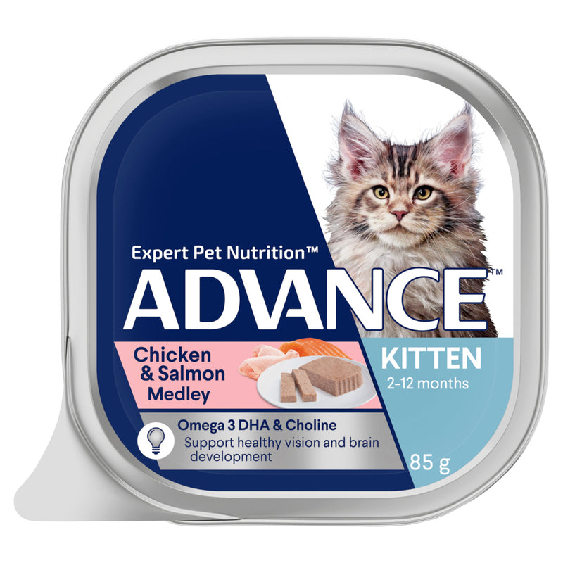 ADVANCE Kitten Wet Cat Food Chicken & Salmon Medley 7x85g Trays 08