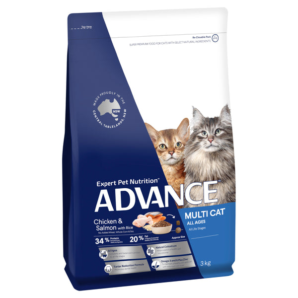 ADVANCE Multi Cat Dry Cat Food Chicken & Salmon with Rice 01