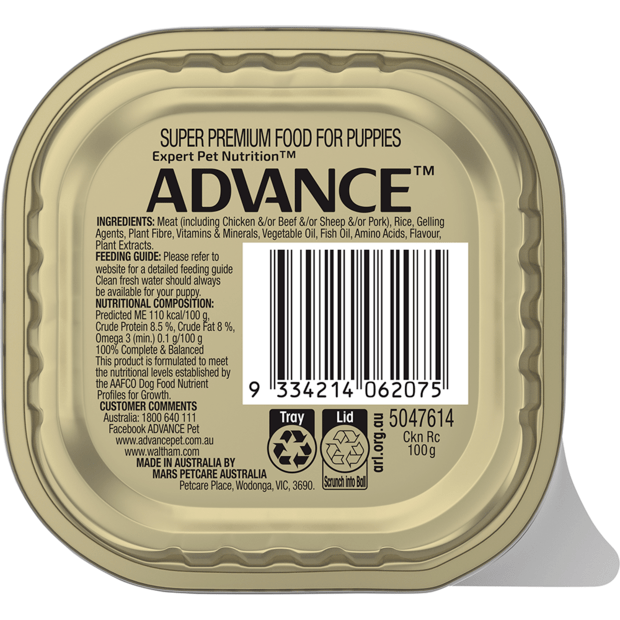 ADVANCE Puppy Single Serve Wet Dog Food Trays Chicken With Rice