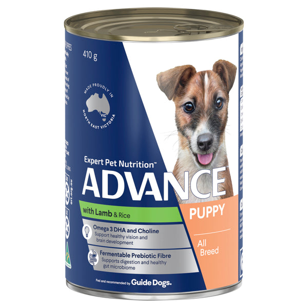 ADVANCE Puppy Wet Dog Food With Lamb & Rice 410g x 12 01