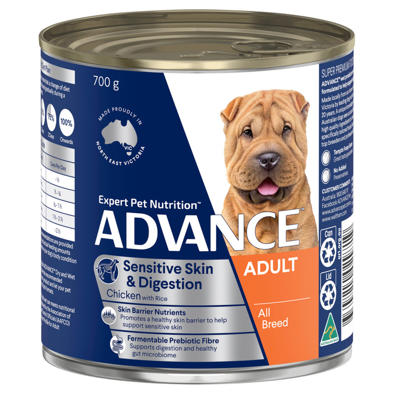 ADVANCE Sensitive Skin & Digestion Adult Wet Dog Food Chicken with Rice 410g/700g 02