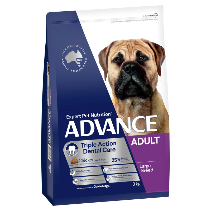 ADVANCE Triple Action Dental Care Large Adult Dry Dog Food Chicken with Rice 01