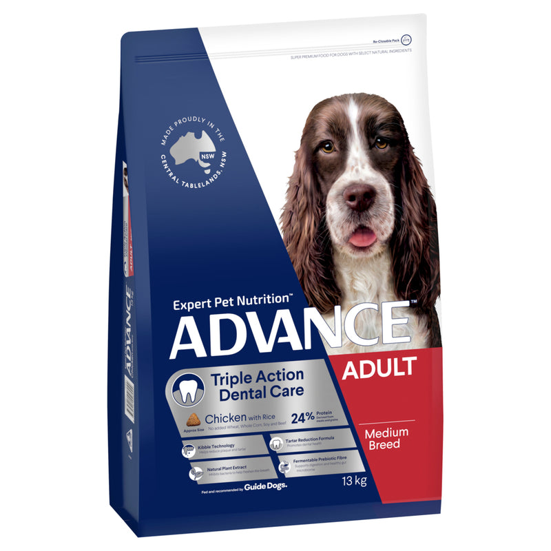 ADVANCE Triple Action Dental Care Medium Adult Dry Dog Food Chicken with Rice 01