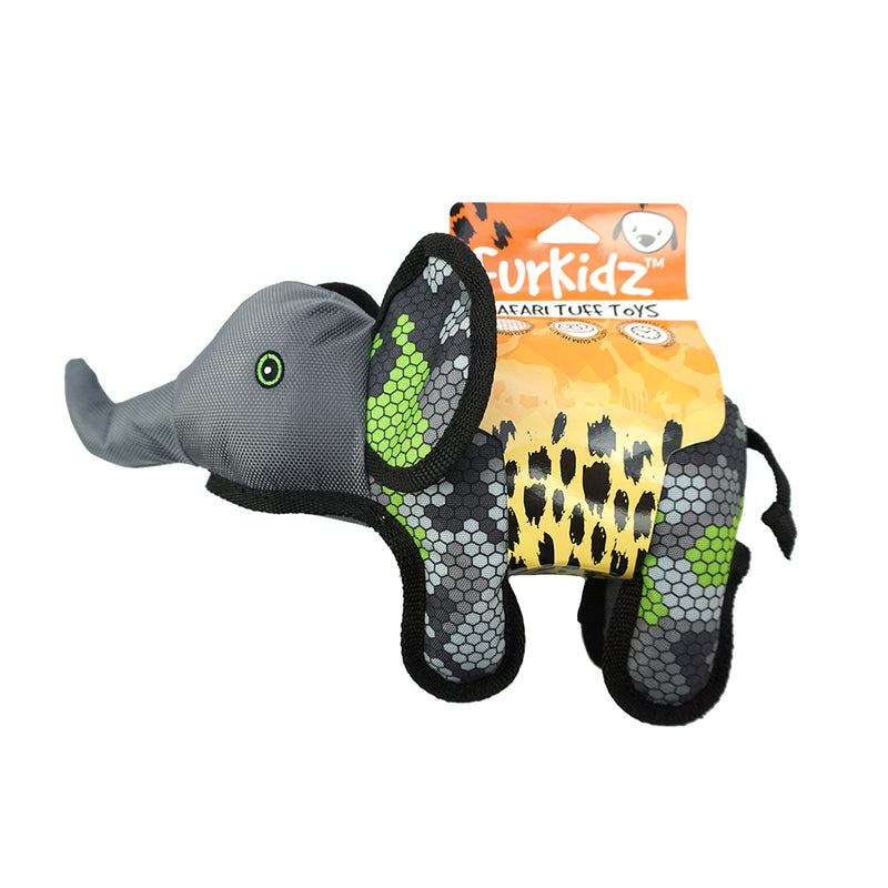 FurKidz Dog Toys African Safari Elephant Green/Grey