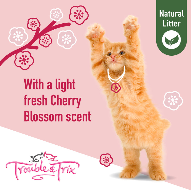 Trouble and Trix Plant Extract Natural Clumping Cat Litter Cherry Blossom