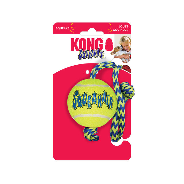 KONG Dog Toys SqueakAir Ball with Rope Medium