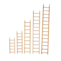 Five Nature Island plain wooden bird ladders lined up by length, from short to long