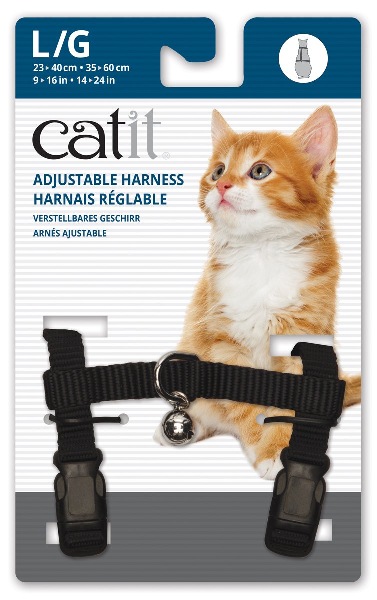 Catit nylon adjustable cat harness, large in black