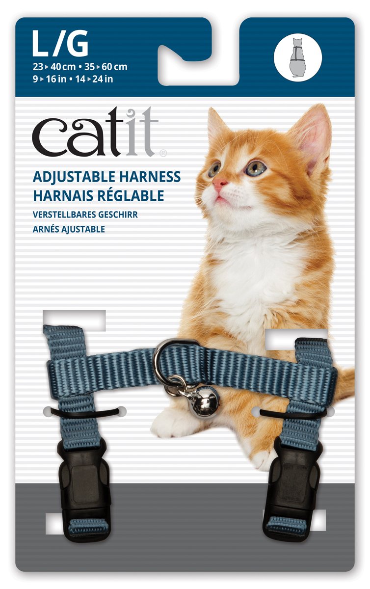 Catit nylon adjustable cat harness, large in light blue