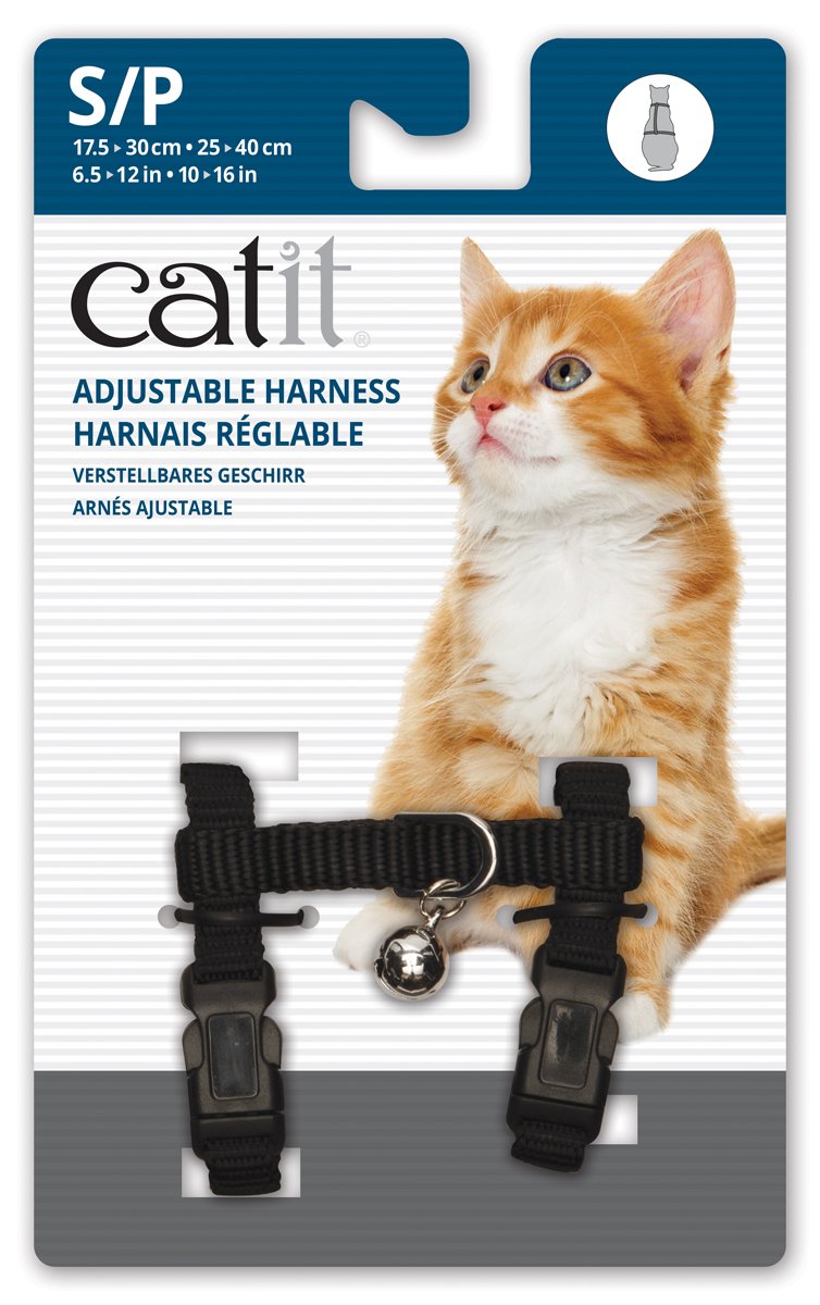 Catit nylon adjustable cat harness, small in black