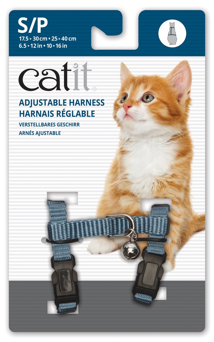 Catit nylon adjustable cat harness, small in blue