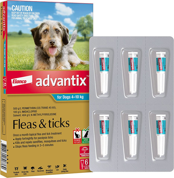 Advantix for Dogs 4-10KG Aqua - 6 Pack | PeekAPaw Pet Supplies