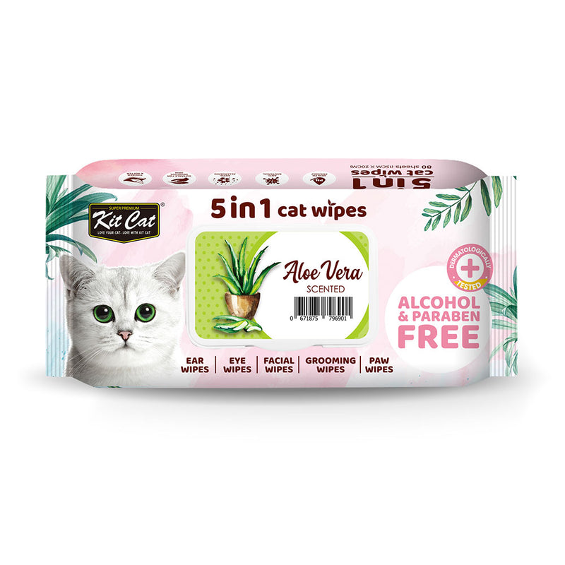 Kit Cat 5-in-1 Anti Bacterial Cat Wipes - 20 X15cm 80 Sheets