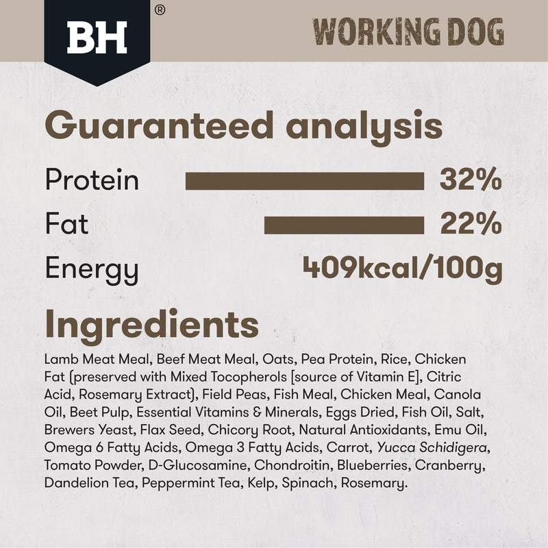 Black Hawk Dry Dog Food Adult Working Dog Lamb & Beef 09