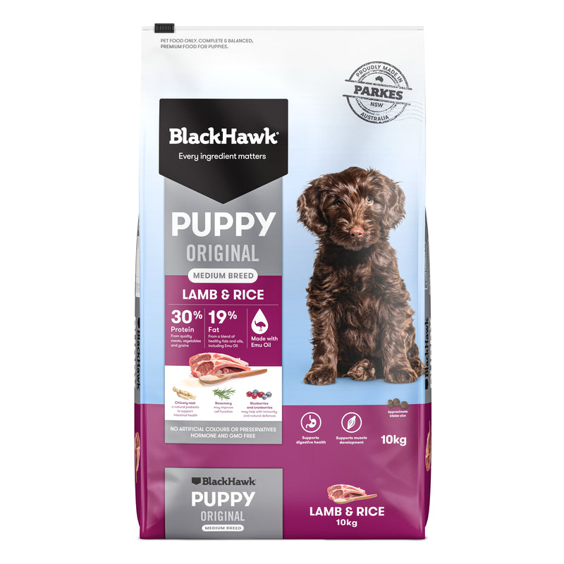 Black Hawk Dry Dog Food Original Puppy Medium Breed Lamb & Rice 10kg