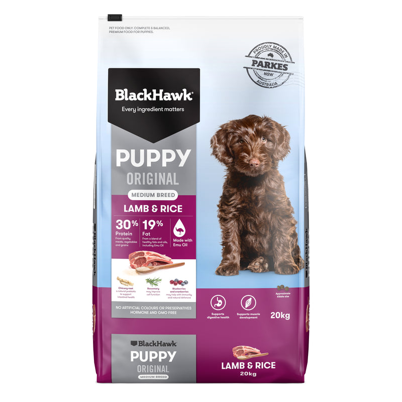 Black Hawk Dry Dog Food Original Puppy Medium Breed Lamb & Rice 20kg