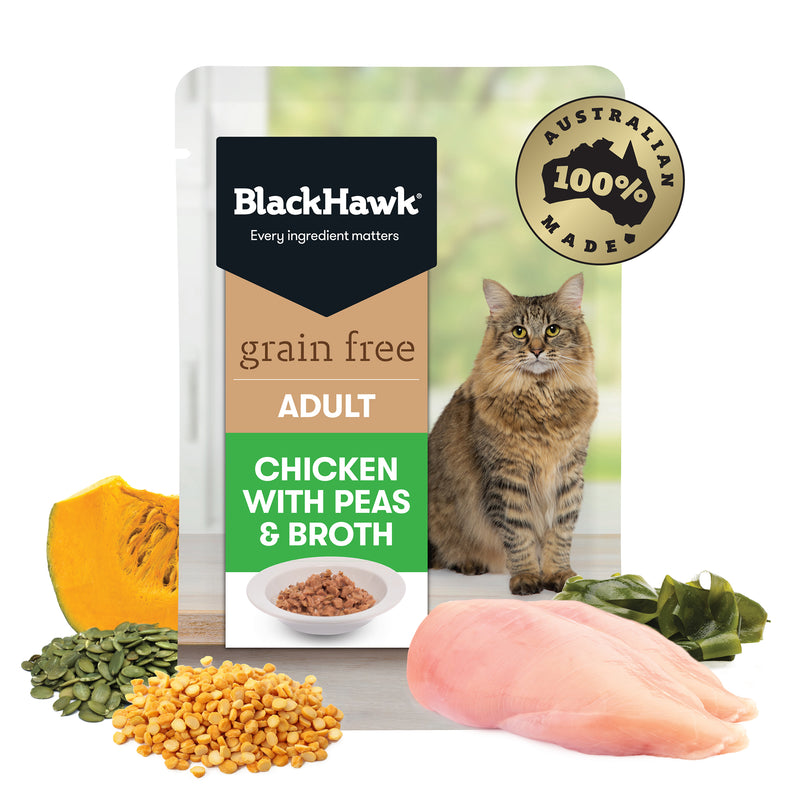 Black Hawk Wet Cat Food Grain Free Adult Chicken with Peas & Broth 02