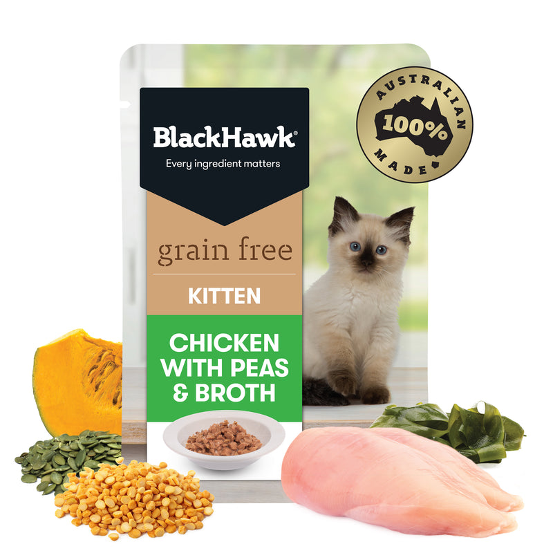 Black Hawk Wet Cat Food Kitten Grain Free Chicken with Peas & Broth 02