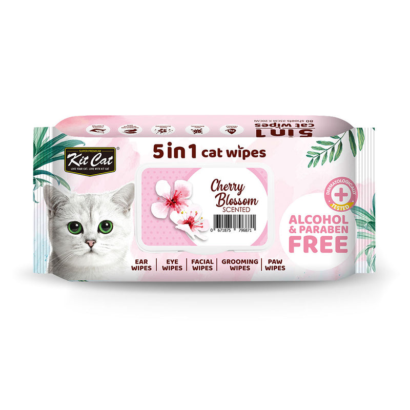 Kit Cat 5-in-1 Anti Bacterial Cat Wipes - 20 X15cm 80 Sheets
