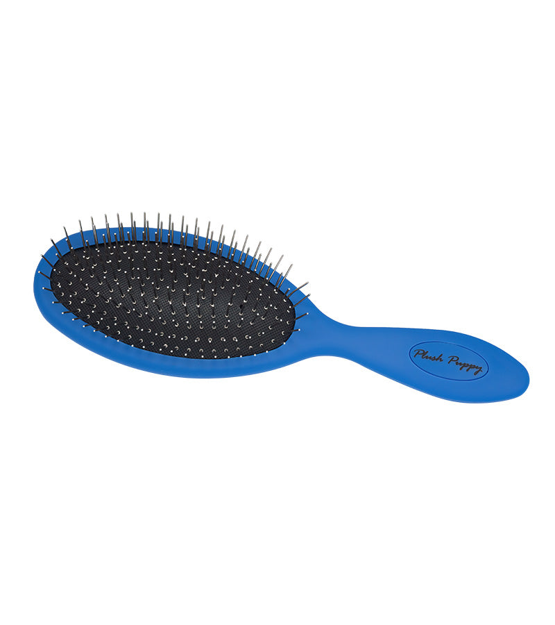 Plush Puppy Round Tip Pin Brush Regular – blue pin brush, front view
