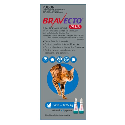 Bravecto Cat Plus Blue 2.8-6.25kg