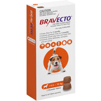 Bravecto Dog Chew Orange flea and tick chew for dogs 4.5-10kg - two-tablet pack
