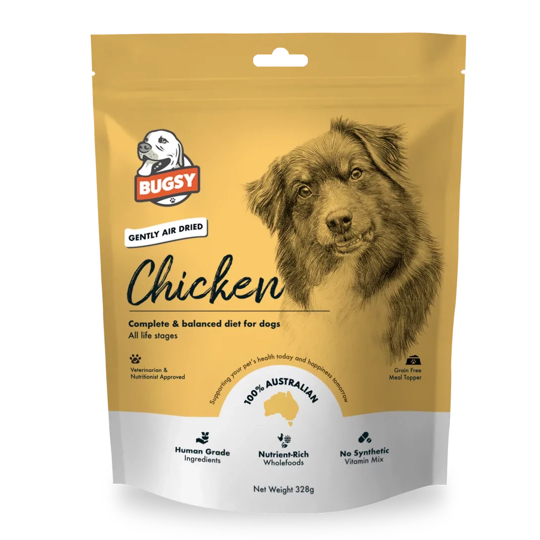 Bugsy Premium Air-Dried Raw Dog Food Chicken 328g