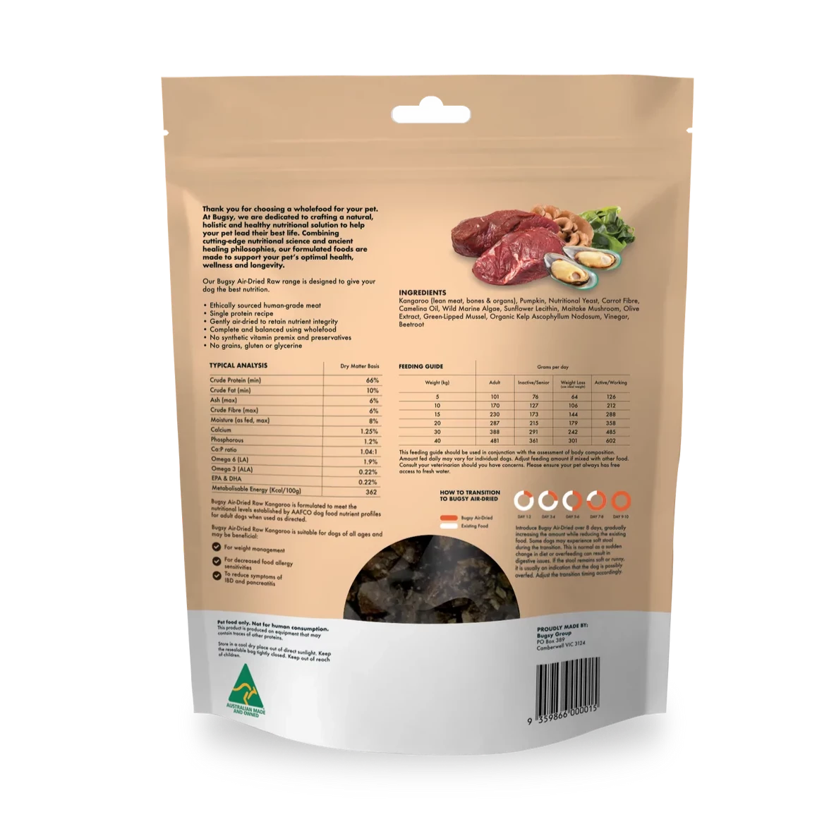 Bugsy Premium Air-Dried Raw Dog Food Kangaroo 01