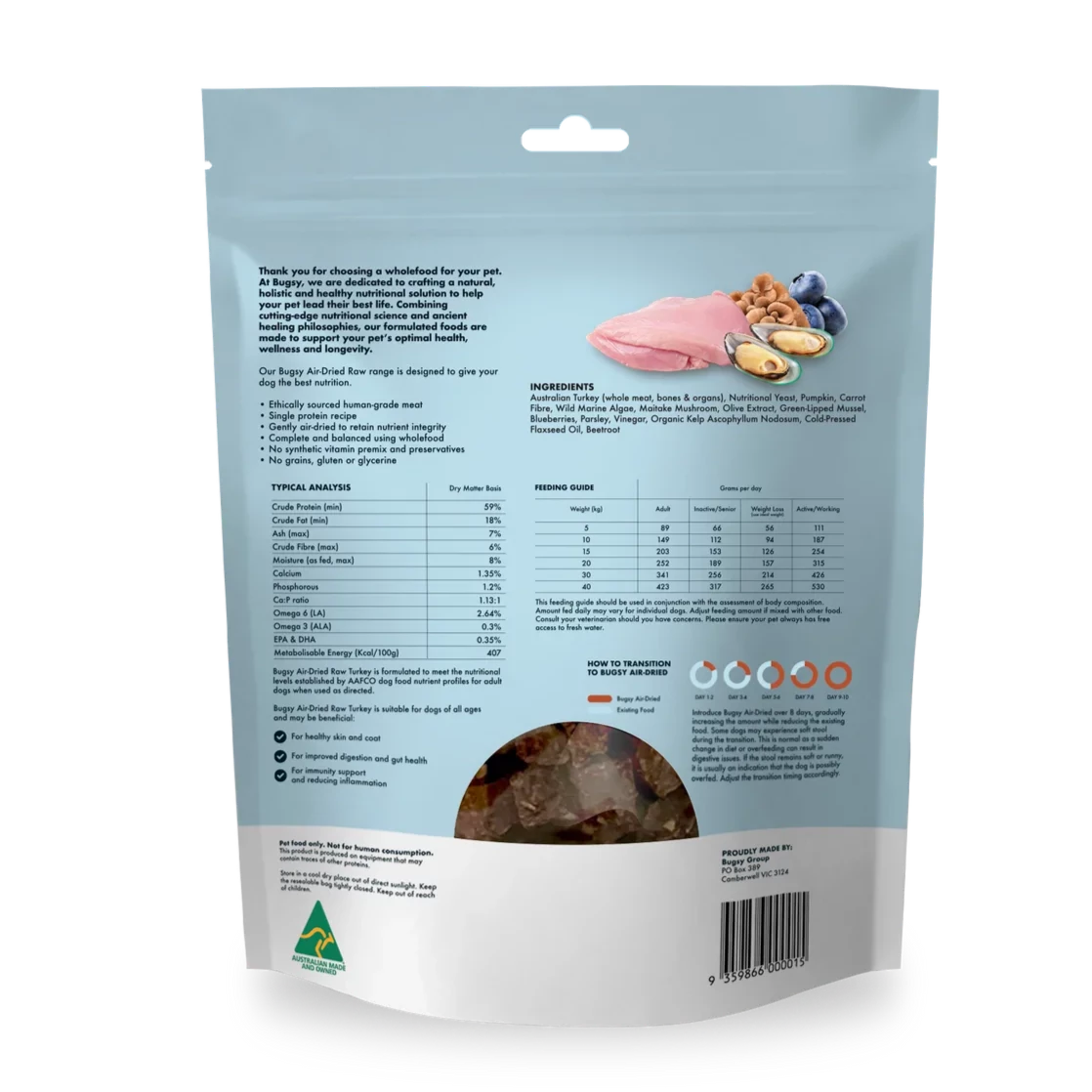 Bugsy Premium Air-Dried Raw Dog Food Turkey 01