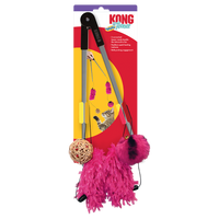 KONG Cat Toys Teaser Tweezerz in its retail pack with the pink feather tufts on the card