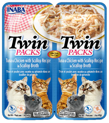 Inaba Cat Treat Twin Packs Tuna & Chicken In Scallop Broth 01