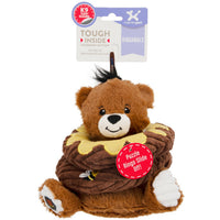 Charming Pet Ringamals honey bear dog toy, a brown bear with slide-off puzzle rings, on its card