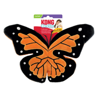 KONG Cat Toys Crackles Flutterz butterfly in its retail pack, orange and black wings on the card