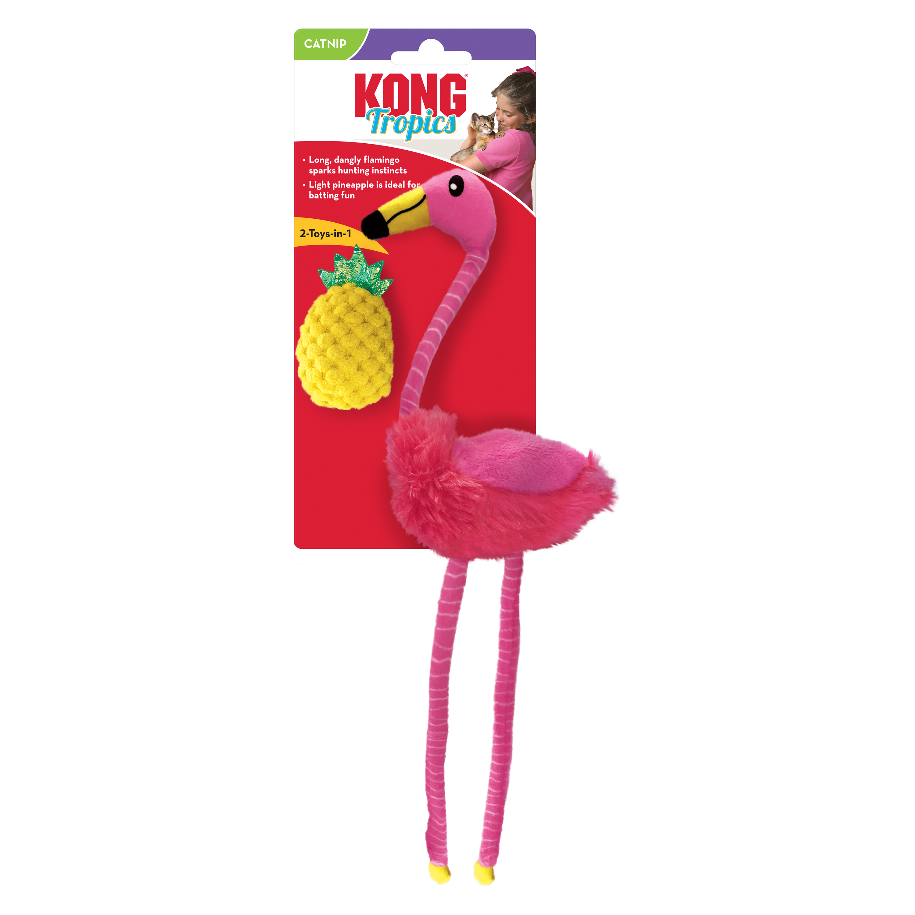 KONG Cat Toys Tropics Flamingo & Pineapple 01