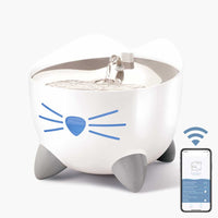 Catit PIXI Smart stainless steel cat water fountain, Catit feature panel showing control from the PIXI phone app