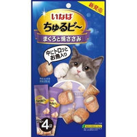 Ciao Churu Bee Grilled Chicken & Maguro cat treats, front of the 4-sachet pack