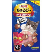 Ciao Churu Bee Maguro with grilled bonito cat treats, front of the 4-sachet pack
