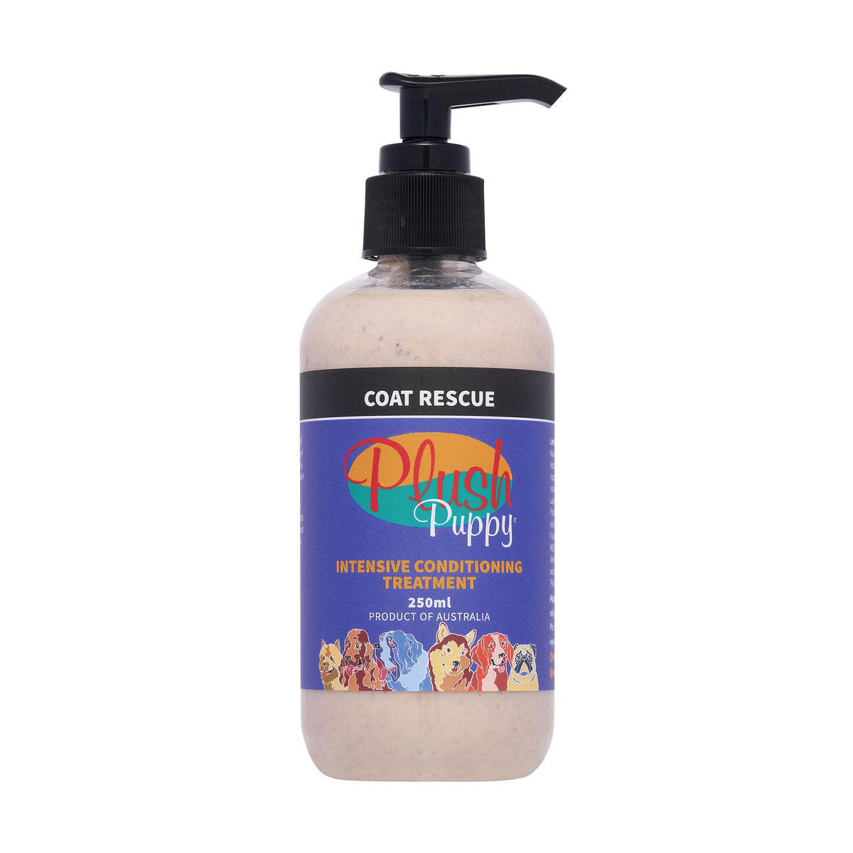 Plush Puppy Coat Rescue Intensive Treatment 250ml – front of pump bottle