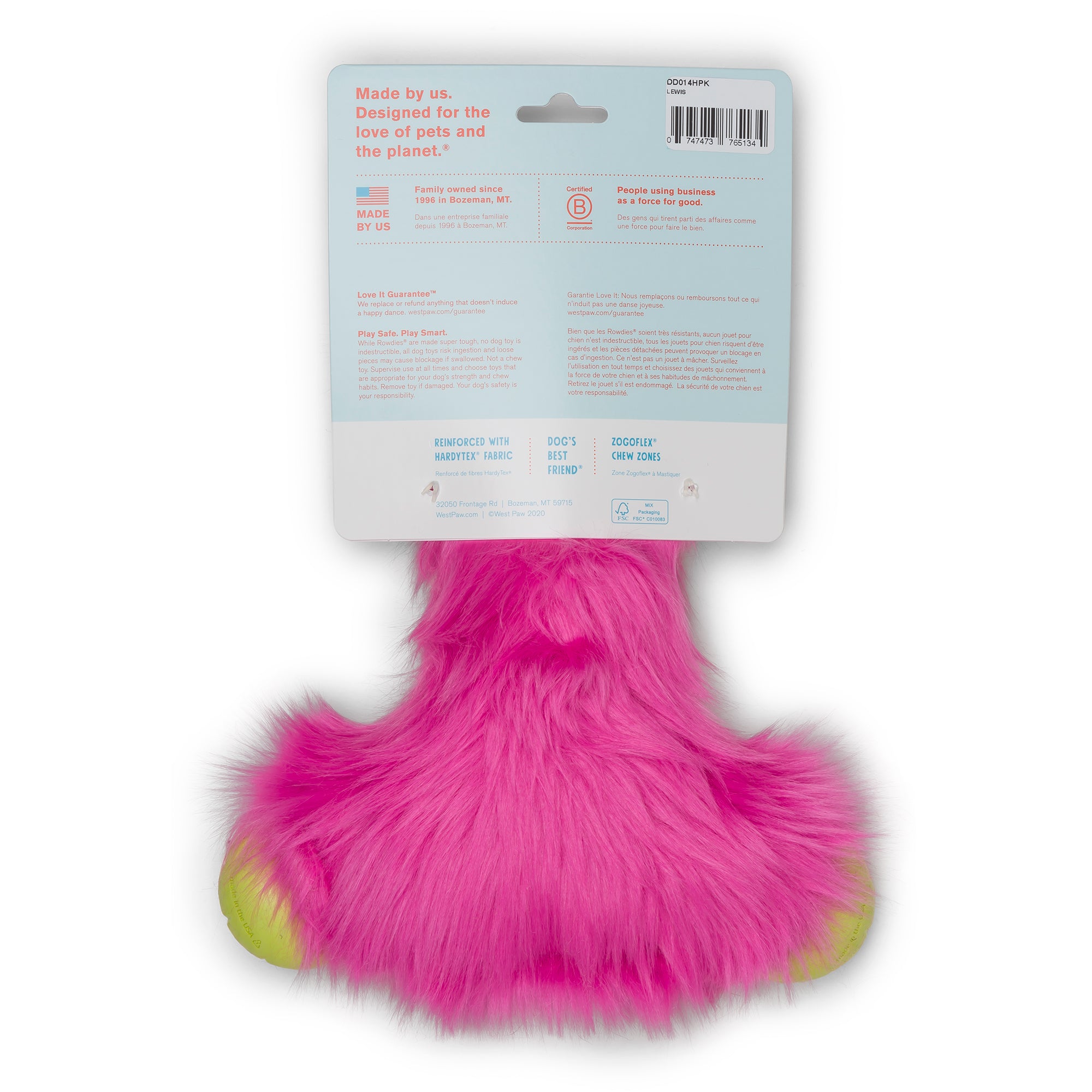 West Paw Rowdie Tough Plush Dog Toys Lewis