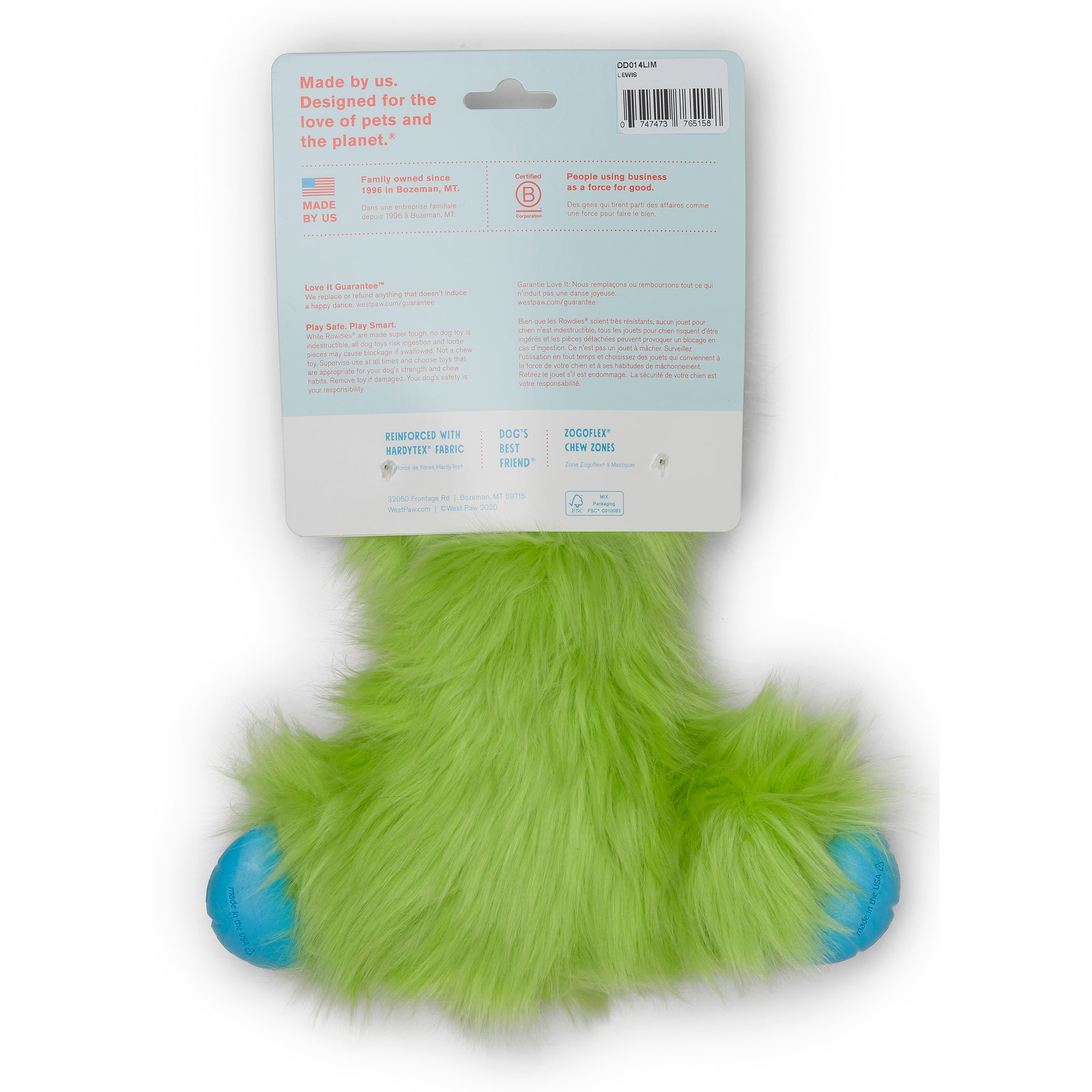 West Paw Rowdie Tough Plush Dog Toys Lewis